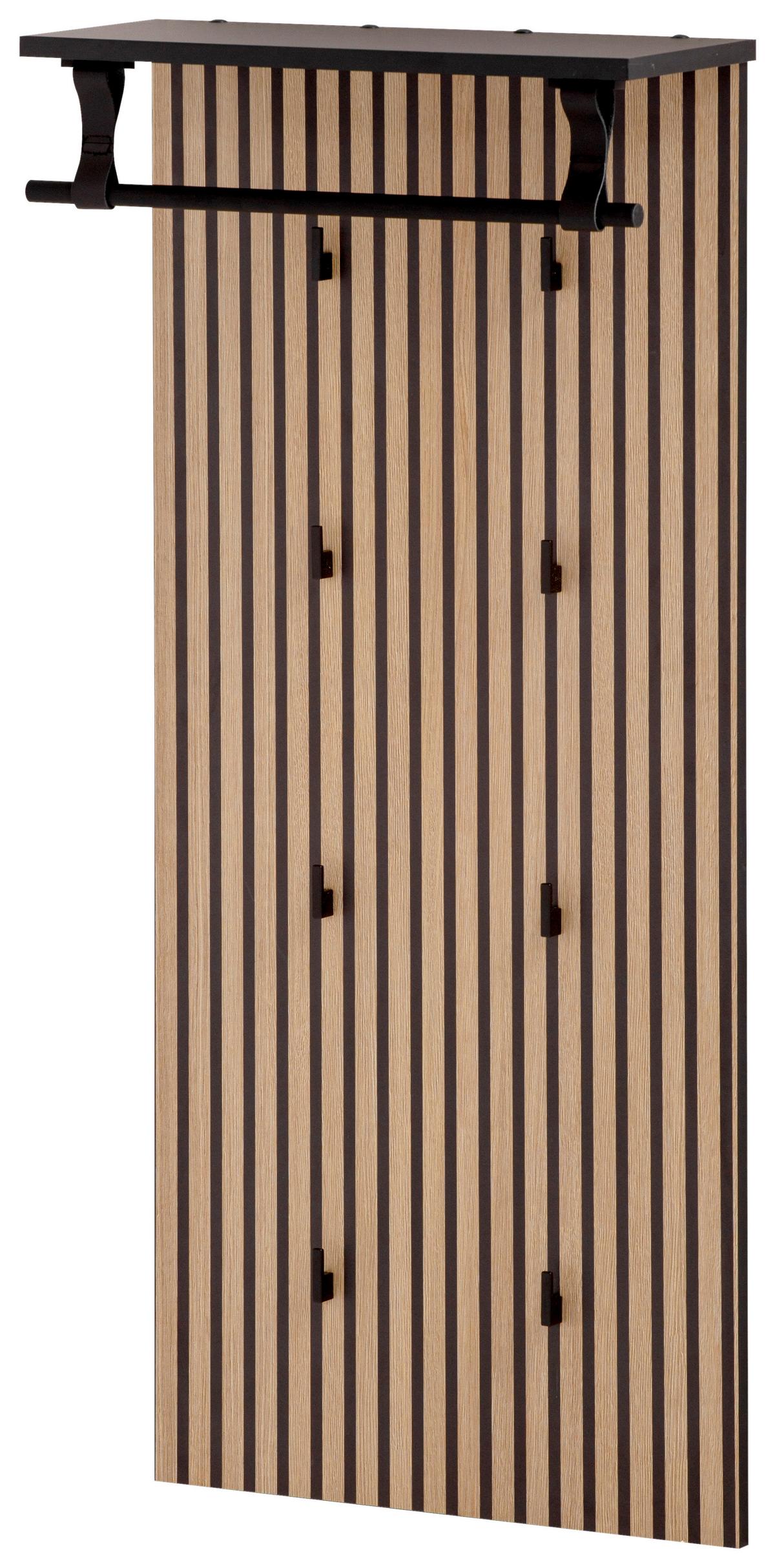 Garderobenpaneel Hank 800 Akustik - Eichefarben/Schwarz, Design, Holzwerkstoff (50/110,6/20,9cm) - MID.YOU