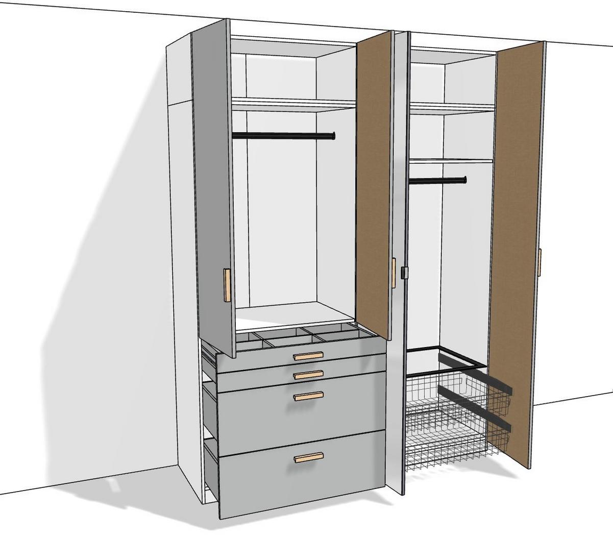 Kleiderschrank Unit 4trg, Maxihöhe - KONVENTIONELL (182,2/242,2/58,3cm) - Ondega