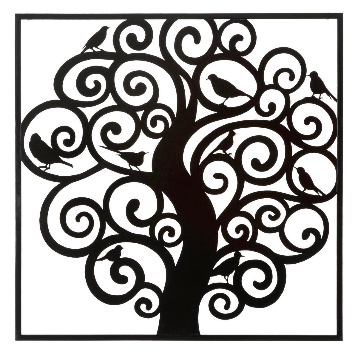 Wanddeko Three Schwarz B: 70 cm - Schwarz, Basics, Metall (70/70/1cm)