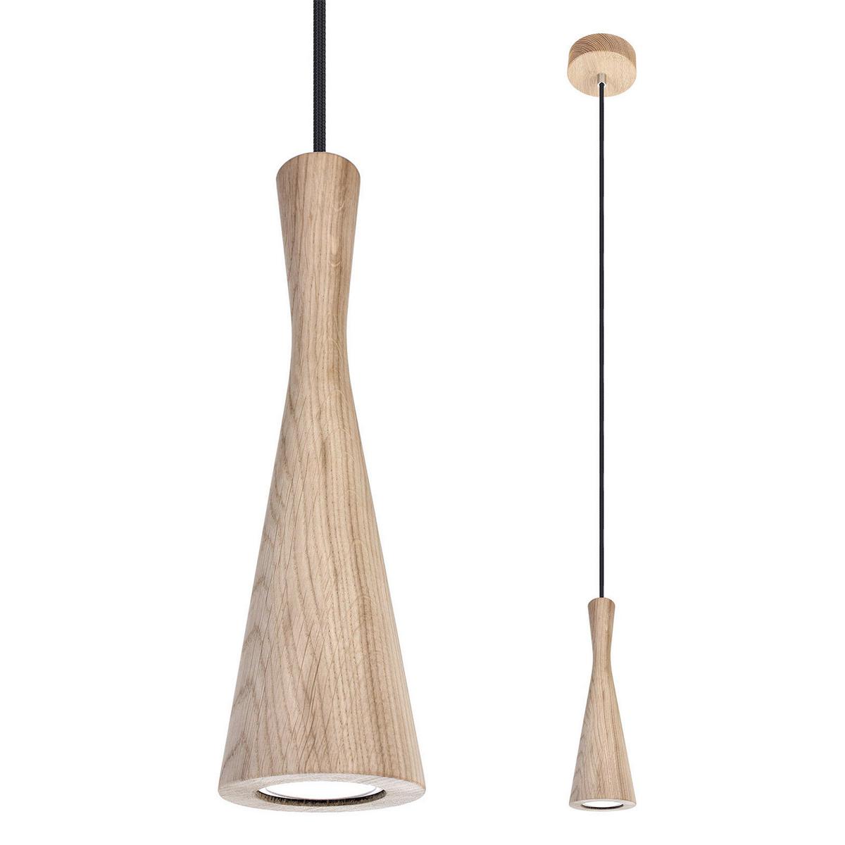 HÄNGELEUCHTE 8510144 VEGAS - Eichefarben/Schwarz, Natur, Holz (10/90-140cm)