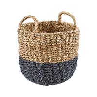 Dekorační košík Ø ca. 40cm - černá/přírodní barvy, Natur, přírodní materiály (40/41cm)