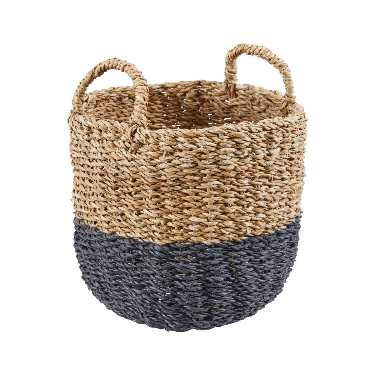 Dekorační košík Ø ca. 40cm - černá/přírodní barvy, Natur, přírodní materiály (40/41cm)