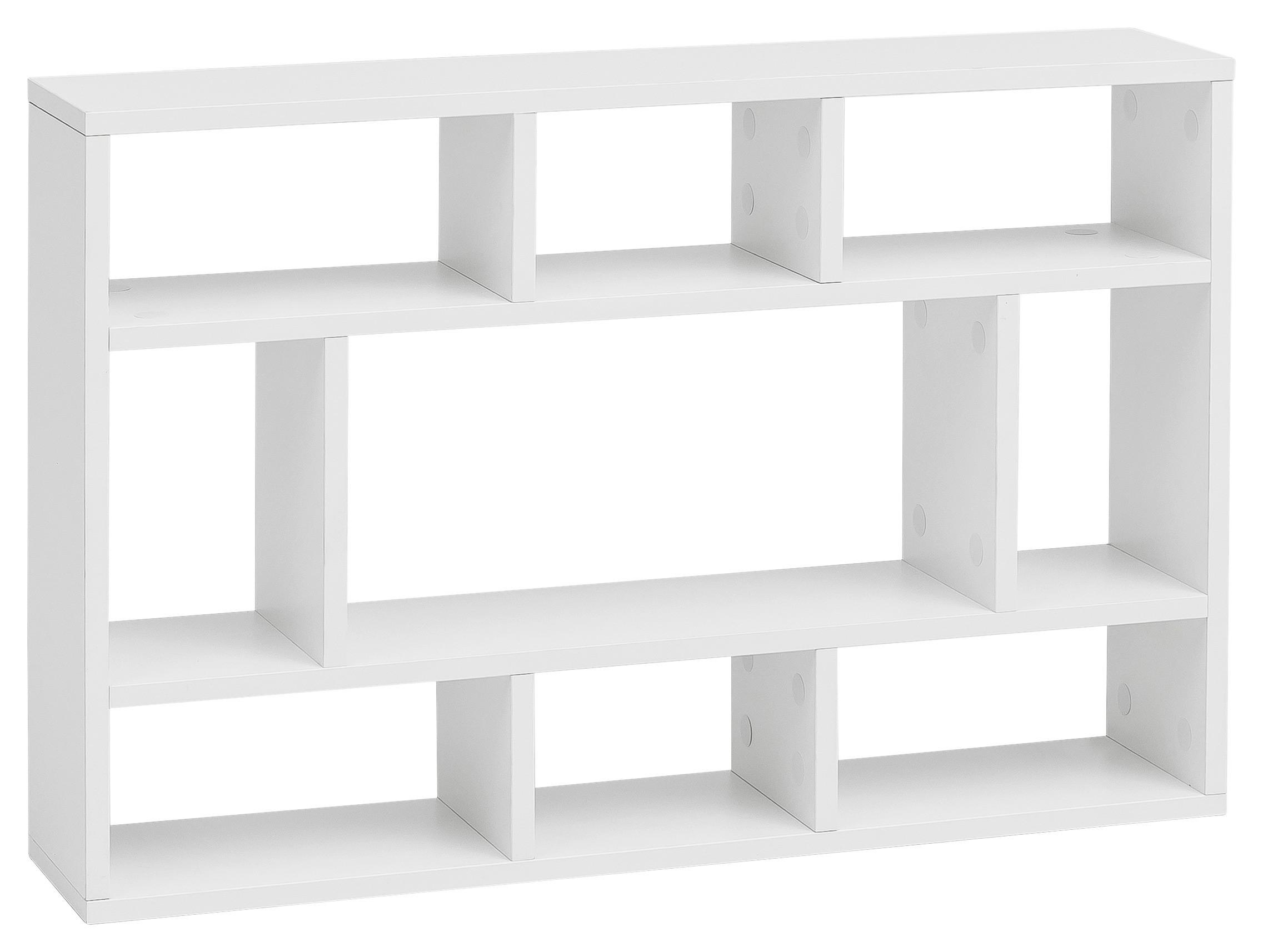 Wandregal B: 75 cm Weiß lackiert 9 Fächer