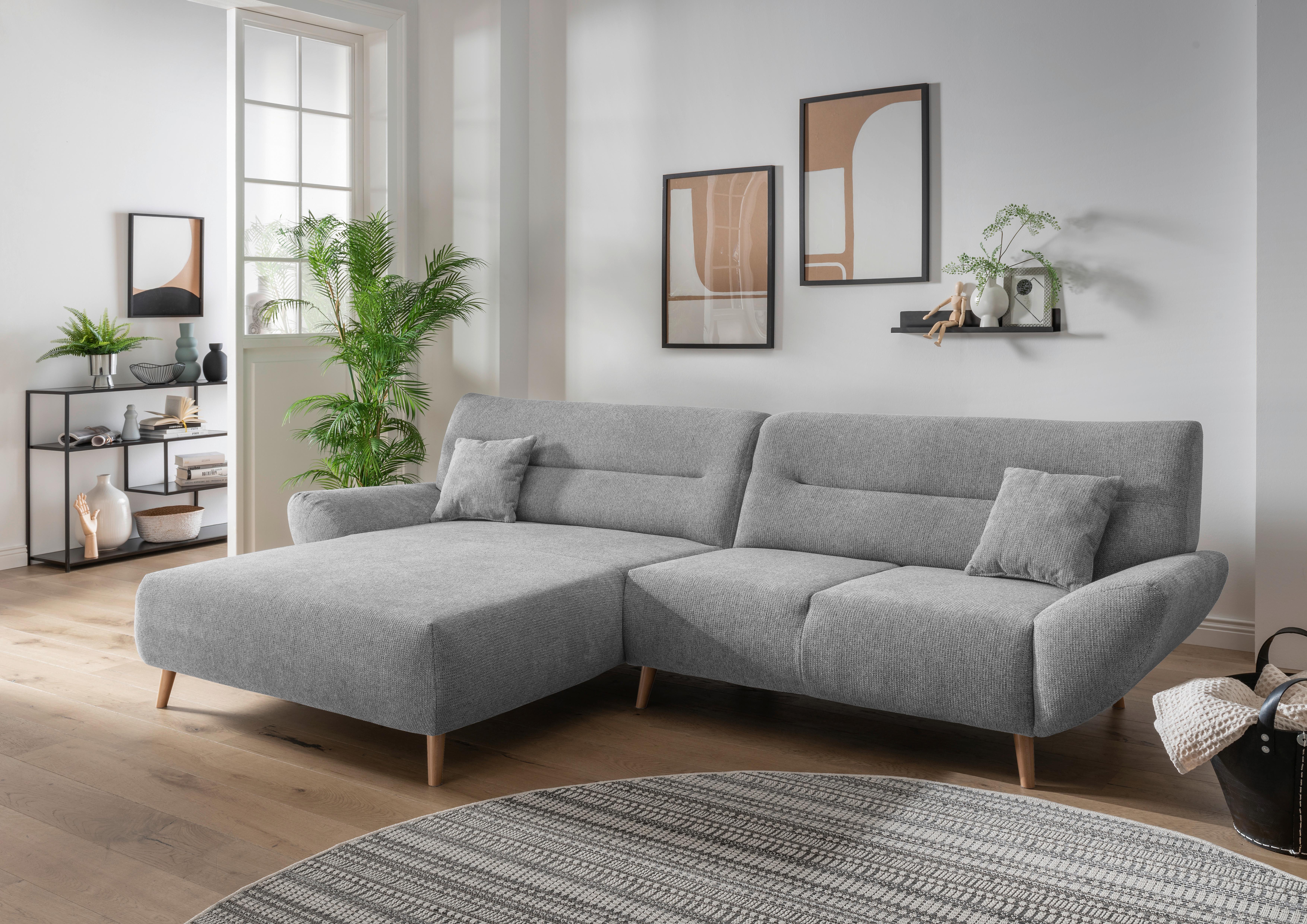 Ecksofa Drago Silberfarben S: 166/290 Cm - Wildeiche/Silberfarben, MODERN, Holz/Textil (166/290cm) - MID.YOU