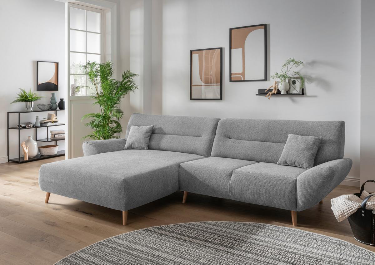 Ecksofa Drago Silberfarben S: 166/290 Cm - Wildeiche/Silberfarben, MODERN, Holz/Textil (166/290cm) - MID.YOU