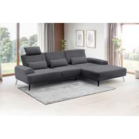 Ecksofa Astoria, Dunkelgrau Schenkel: 305x178 cm - Dunkelgrau/Schwarz, Design, Textil (305/178cm) - Livetastic