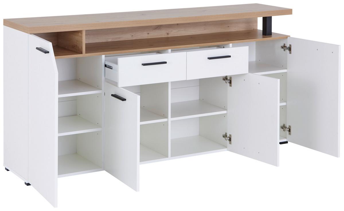 KOMODA NICO - bílá/černá, Moderní, kompozitní dřevo/plast (180,5/91,6/40cm)
