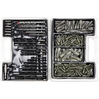 Bit-Bohrer-Dübel-Kofferset Kombikoffer, 300--Teilig. - Silberfarben, KONVENTIONELL, Kunststoff/Metall