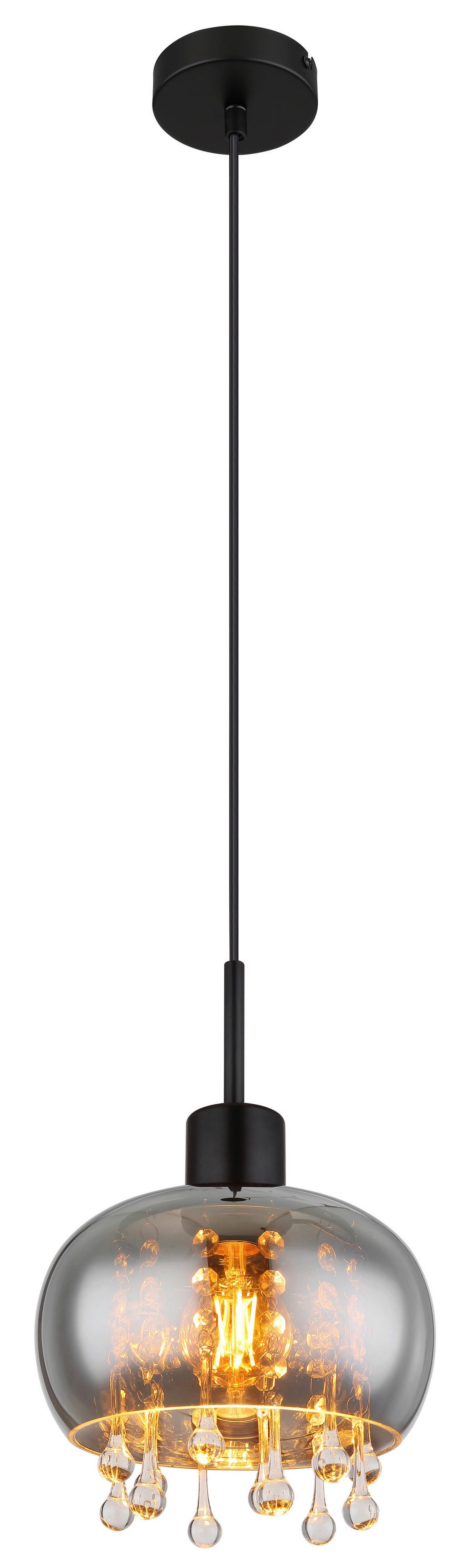 Hängeleuchte 15839h - Klar/Schwarz, Trend, Glas/Textil (21/120cm) - Globo