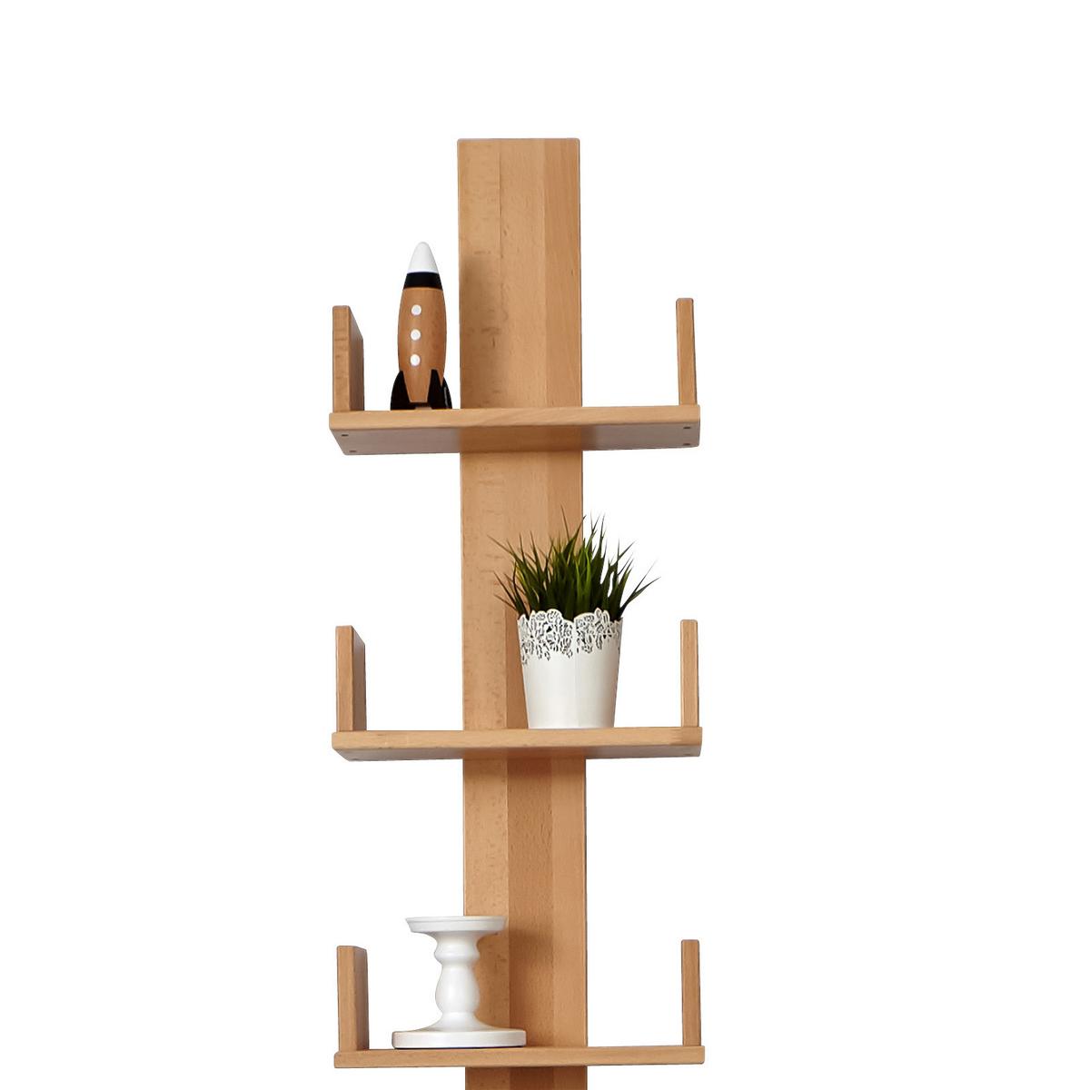 Wandregal Pepe B: 35 Cm Buche Massiv 5 Fächer - Naturfarben, MODERN, Holz (35/180/17cm) - MID.YOU