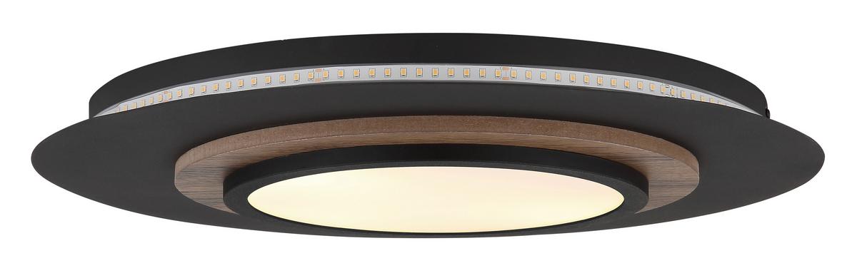 LED-Deckenleuchte Kory Schwarz Weiß Dunkelbraun - Dunkelbraun/Schwarz, Natur, Holzwerkstoff/Kunststoff (48/5,6cm) - Globo