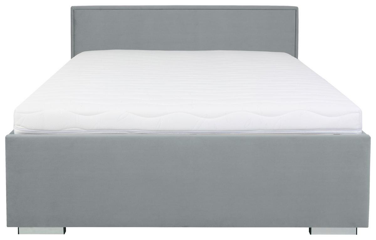 Polsterbett Mit Bettkasten 140x200 Cm Anadia Grau - Chromfarben/Grau, MODERN, Holz/Textil (140/200cm) - MID.YOU
