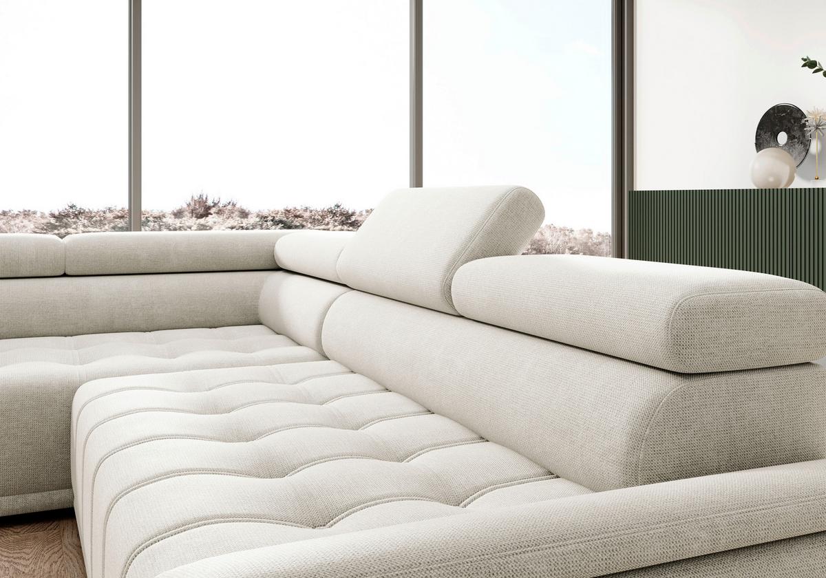 Rohová sedačka GRINALDI, ľavá, piesková - čierna/piesková, Modern, textil/plast (106/283cm) - Premium Living