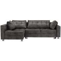Ecksofa Mit Schlaffunktion + Bettkasten Fancesco Grau - Chromfarben/Dunkelgrau, MODERN, Textil (167/266cm) - Livetastic