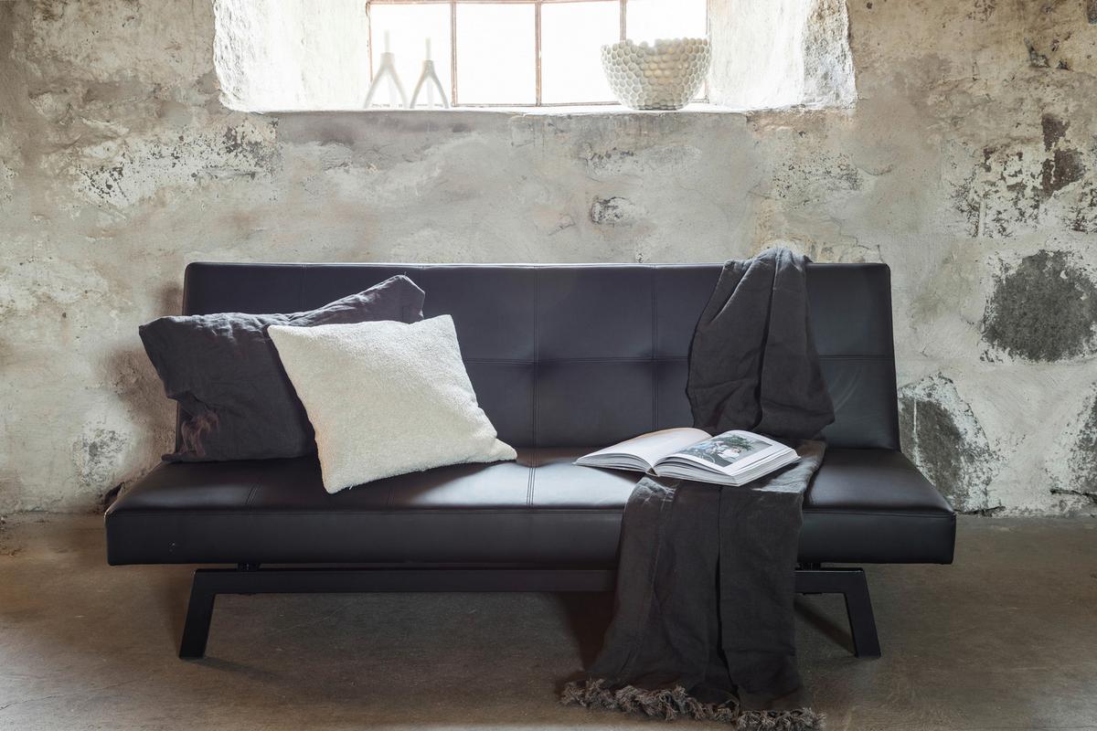 Schlafsofa Bodil - Schwarz, Design, Textil/Metall (180/80/55cm) - Livetastic
