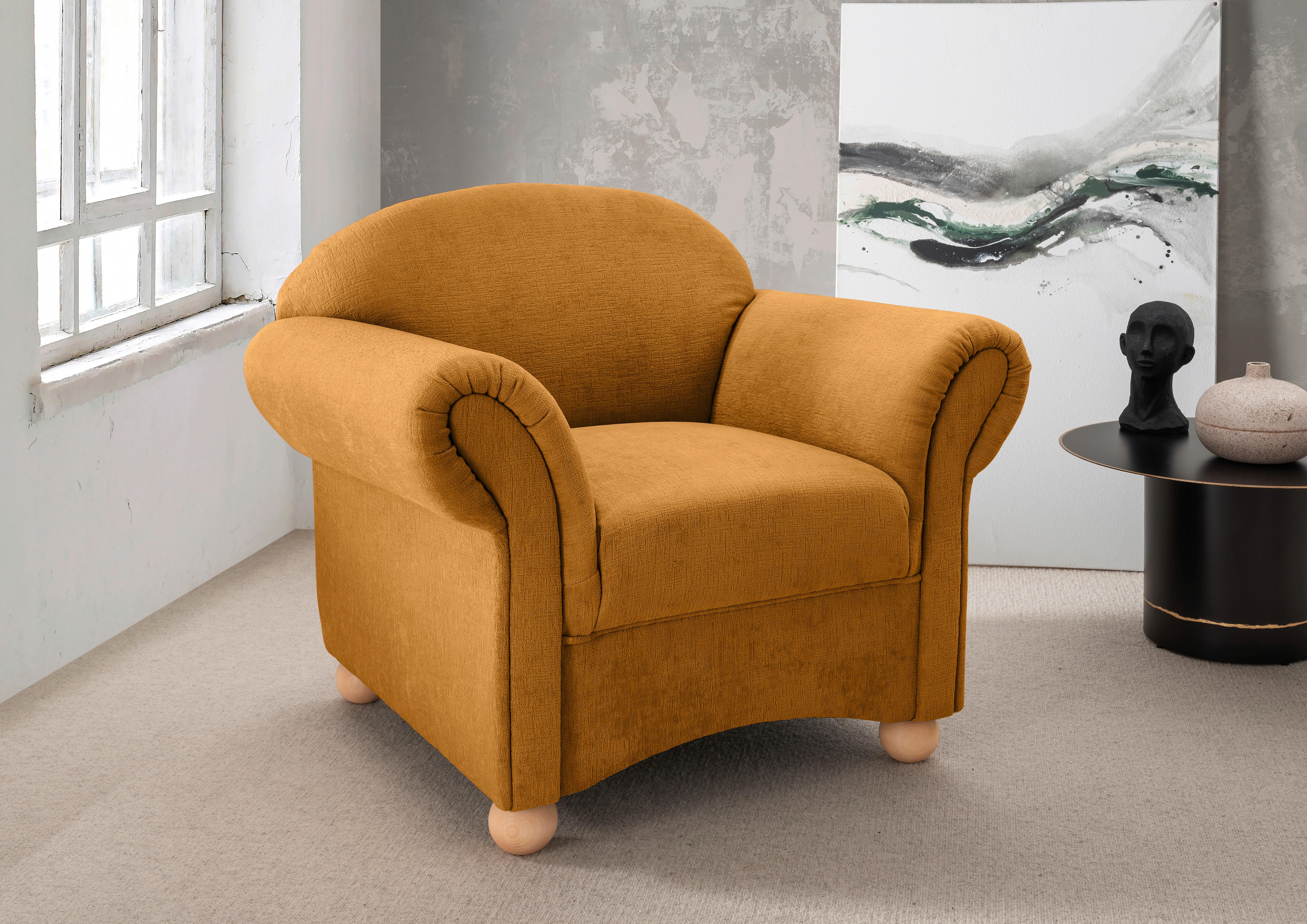 Sessel Torello Goldfarben B: 90cm - Wildeiche/Goldfarben, KONVENTIONELL, Textil (90/84/80cm) - Livetastic