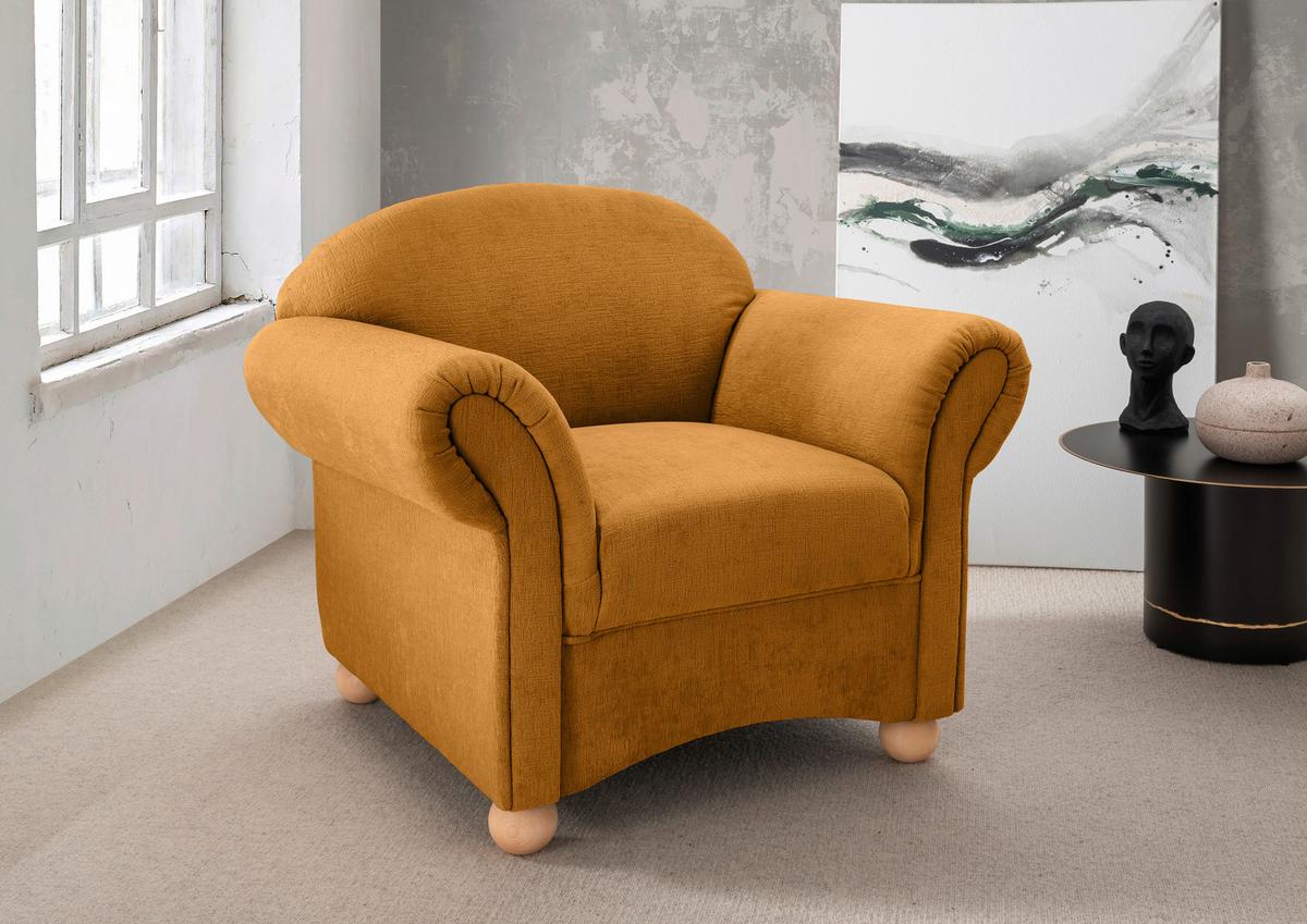 Sessel Torello Goldfarben B: 90cm - Wildeiche/Goldfarben, KONVENTIONELL, Textil (90/84/80cm) - Livetastic