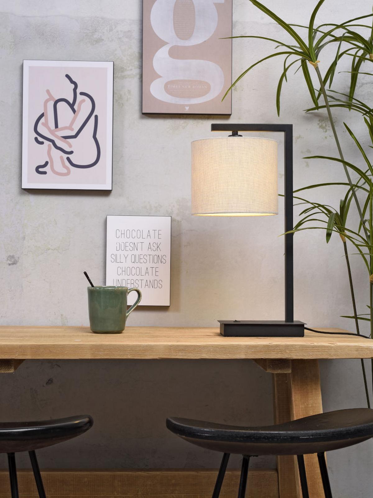 Tischlampe Boston Beige mit Schalter - Beige/Schwarz, Basics, Textil/Metall (17/44cm) - It's about Romi
