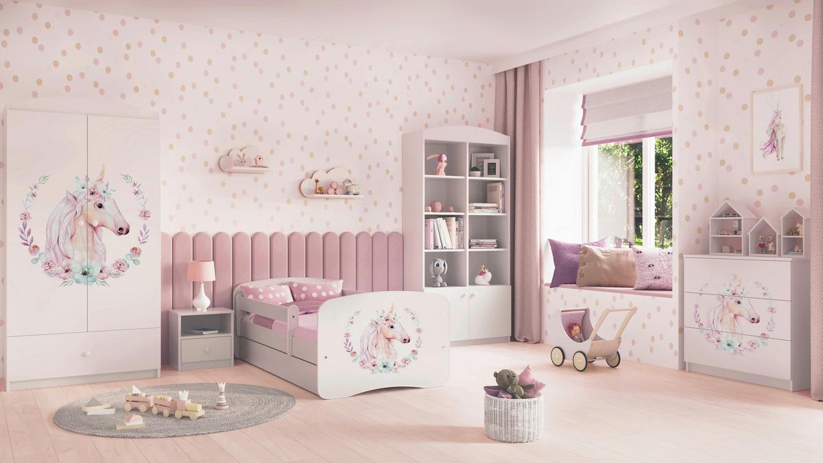 Kinder-/Juniorbett Babydreams Inkl. Matratze 80x160 - Birkefarben/Weiß, MODERN, Holz/Holzwerkstoff (80/160cm) - MID.YOU