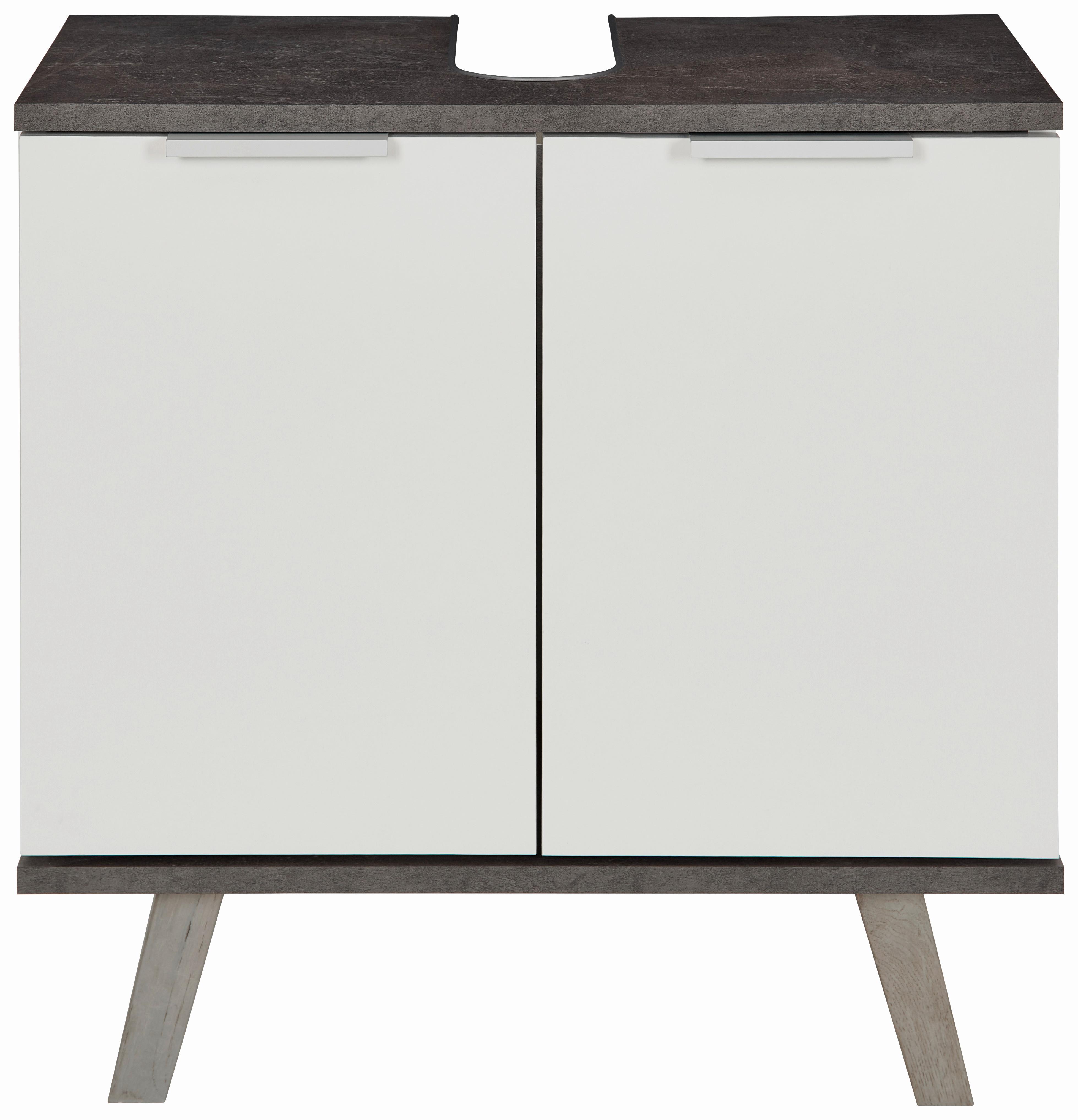 Waschbeckenunterschrank Turin 4 B: 60 Cm Weiß/beton - Weiß/Grau, MODERN, Holzwerkstoff (60/60/30cm)