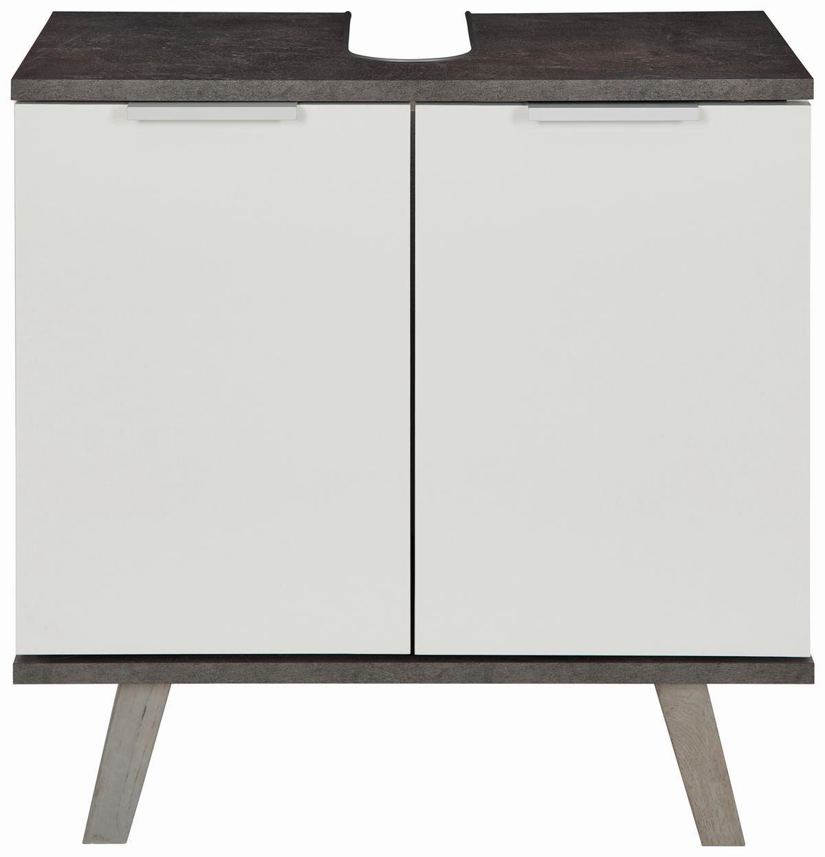 Waschbeckenunterschrank Turin 4 B: 60 cm Weiß/Beton - Weiß/Grau, MODERN, Holzwerkstoff (60/60/30cm)