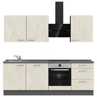 Kuchynská linka 240CM biely betón/ bridlicová šedá - biela/farba ušľachtilej ocele, Modern, kov/kompozitné drevo (240cm) - Nobilia