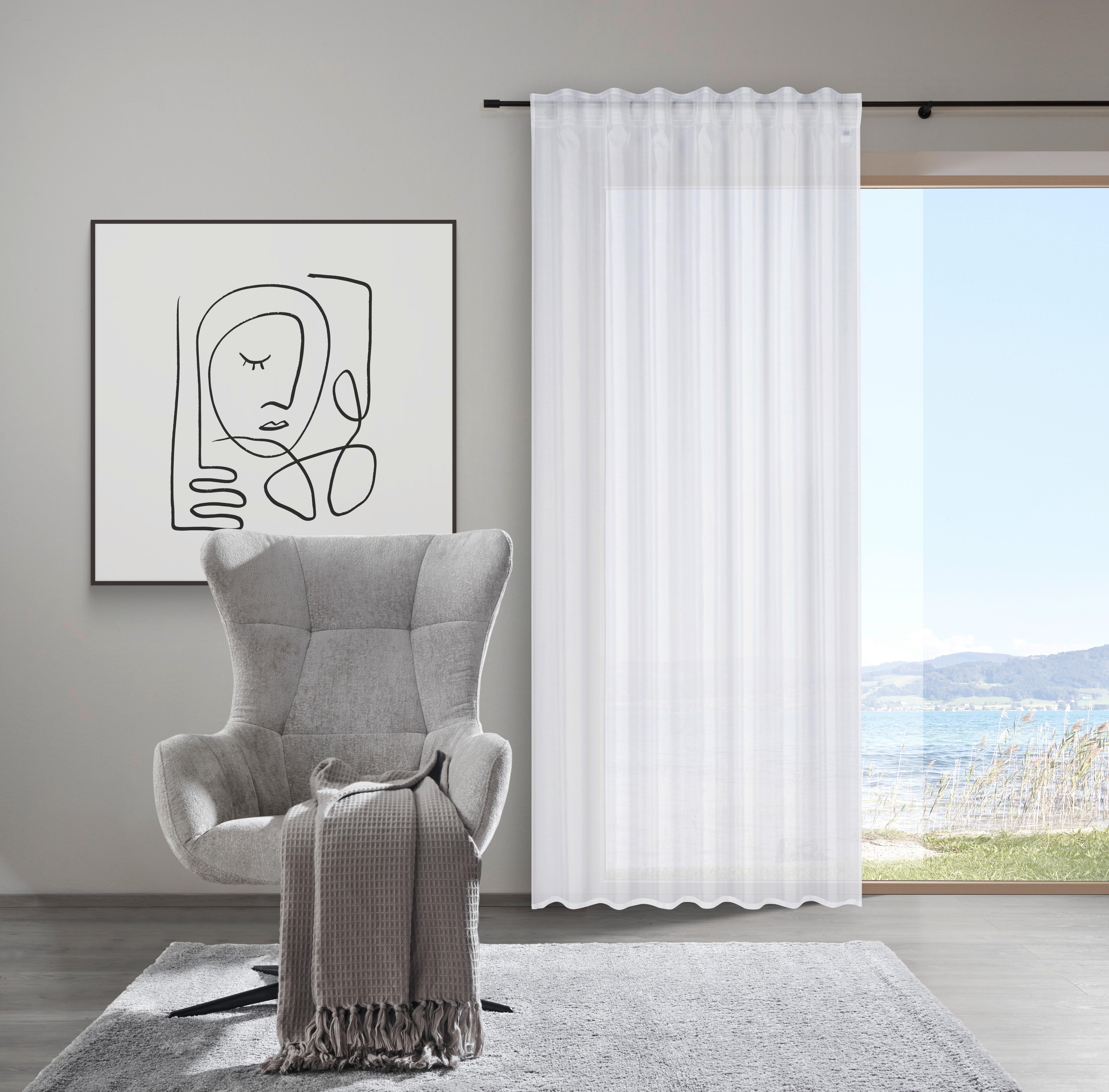 HOTOVÝ ZÁVES LEO TRANSPARENT 2 KS -AKT- - biela, Konventionell, textil (140/255cm) - Premium Living