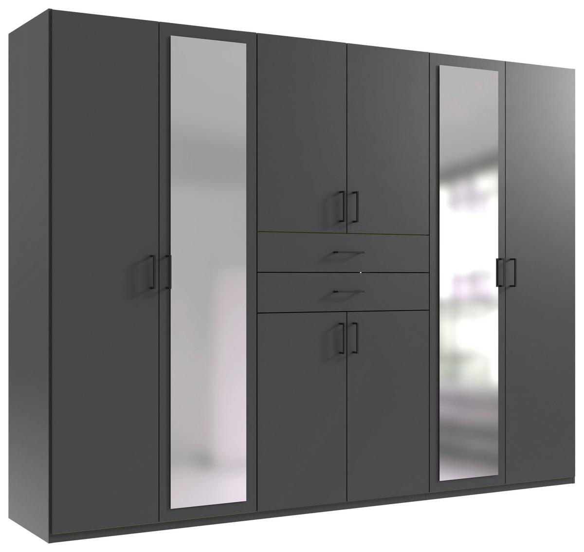 Šatníková skriňa DILLINGEN - čierna/grafitová, Konventionell, kompozitné drevo/plast (270/208/58cm) - Mömax