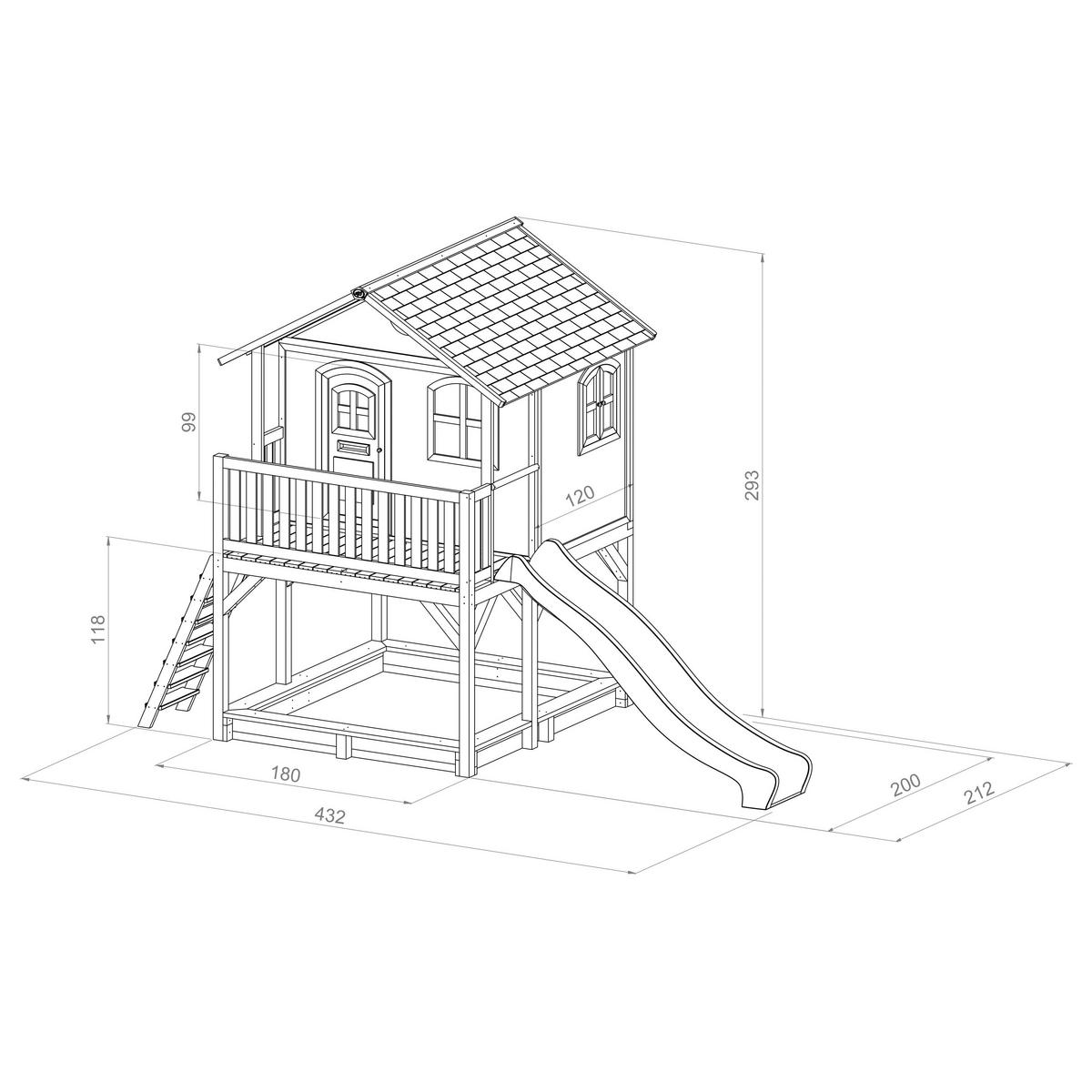 Spielhaus A030.042.31 - Blau/Braun, KONVENTIONELL, Holz (432/293/212cm) - Ambia Garden