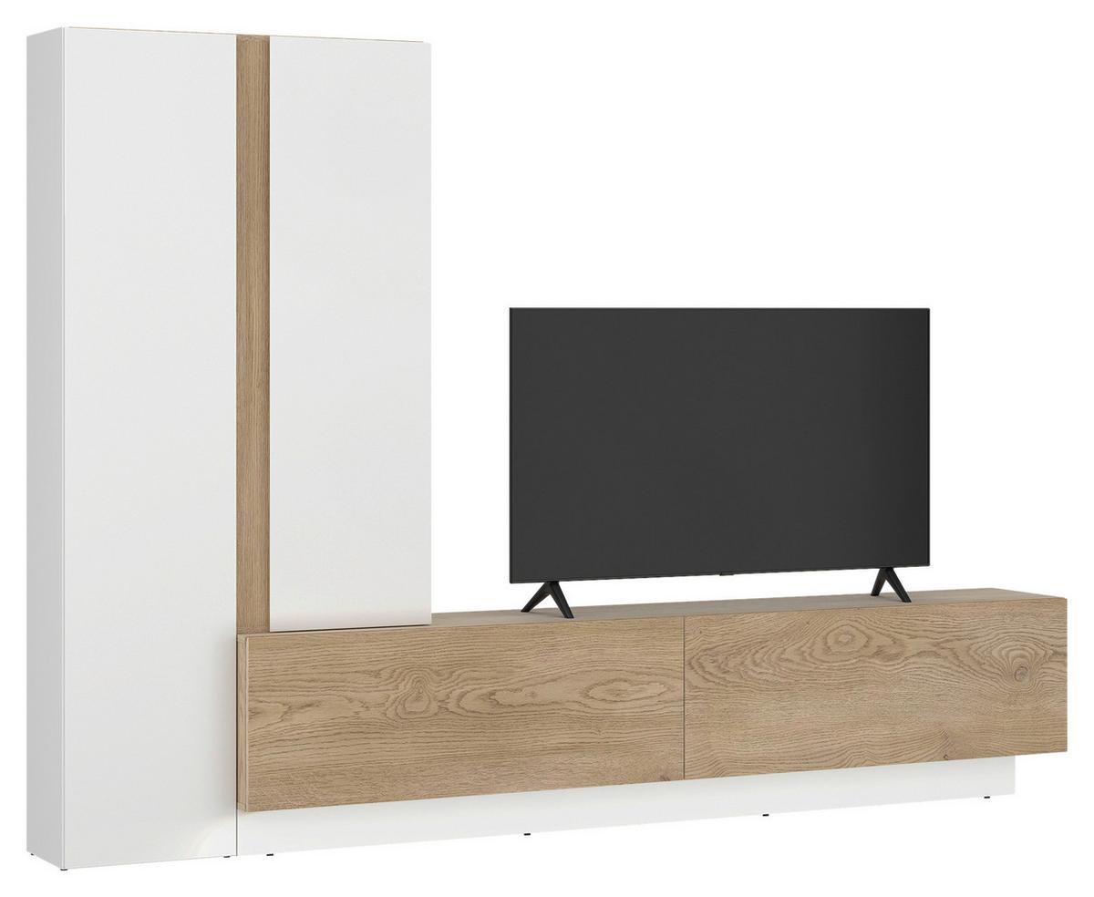 Obývacia stena MILAZZO - čierna/biela, Modern, kompozitné drevo/plast (260/190,5/39,6cm) - Modern Living