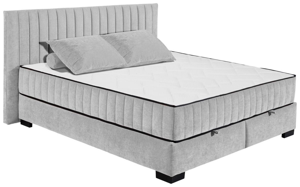 Boxbett Nagol C - Hellgrau/Schwarz, MODERN, Holzwerkstoff/Textil (180/200cm) - MID.YOU