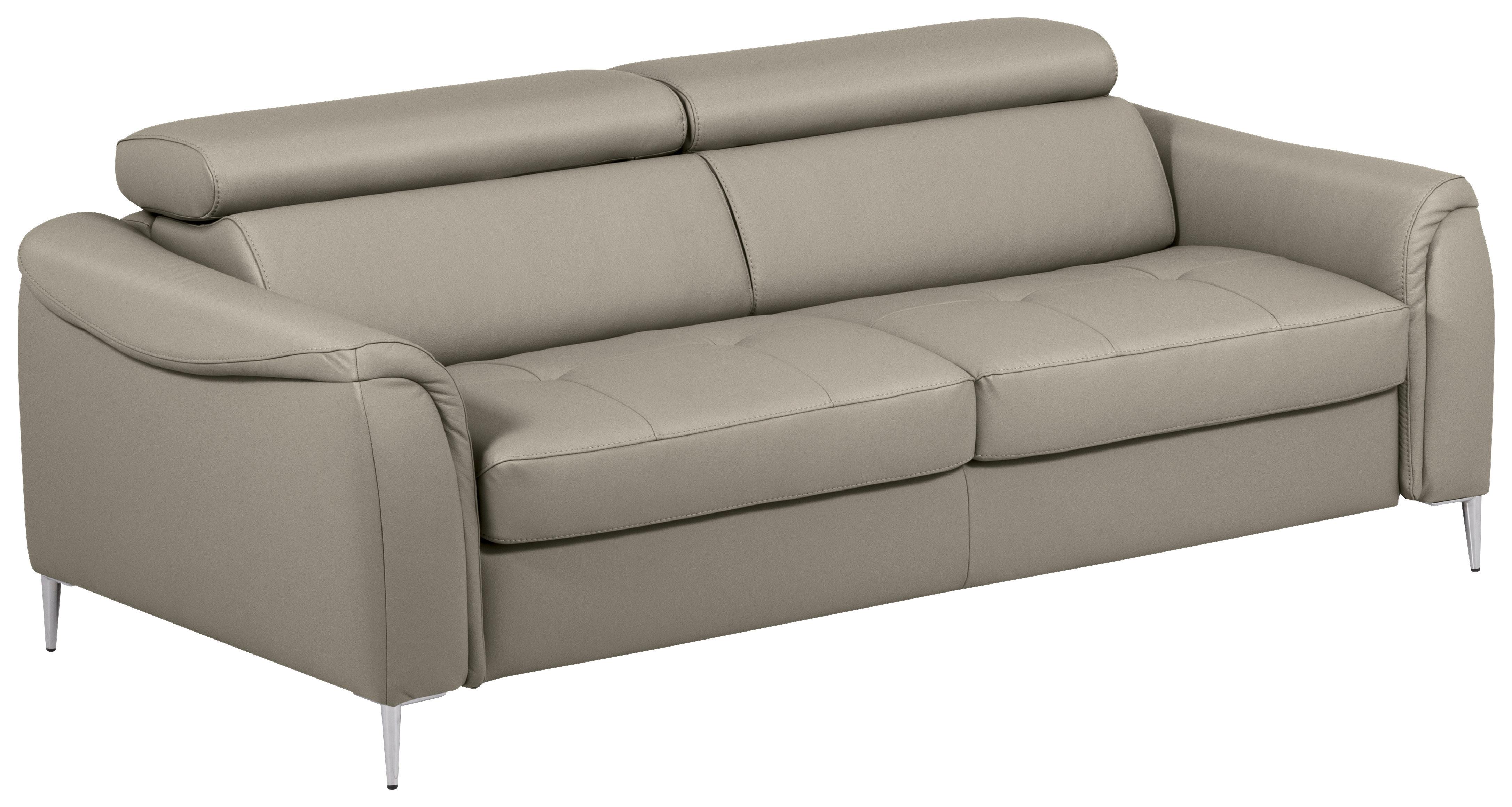 Schlafsofa Pafos Schlammfarben Lederlook, Rindsleder B: 203cm - Schlammfarben, Design, Leder/Textil (203/77-98/103cm) - MID.YOU