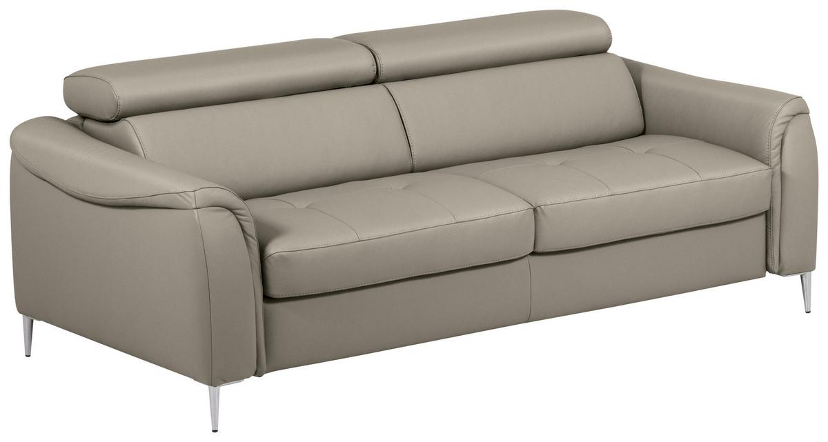 Schlafsofa Pafos Schlammfarben Lederlook, Rindsleder B: 203cm - Schlammfarben, Design, Leder/Textil (203/77-98/103cm) - MID.YOU