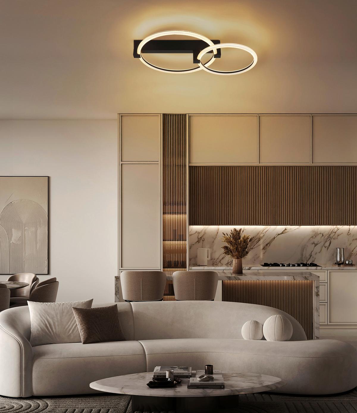 Deckenventilator inkl. 1x LED 230V, 24W, ca. 58x38x114,5 cm - Transparent/Schwarz, Design, Kunststoff/Metall (58/38/11,5cm) - Globo