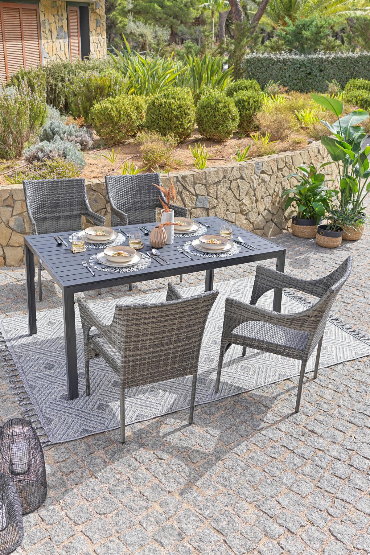 Gartensessel Stapelbar Pia Stall / Kunststoff - Grau, MODERN, Kunststoff/Metall (58/85/65cm) - Beldano
