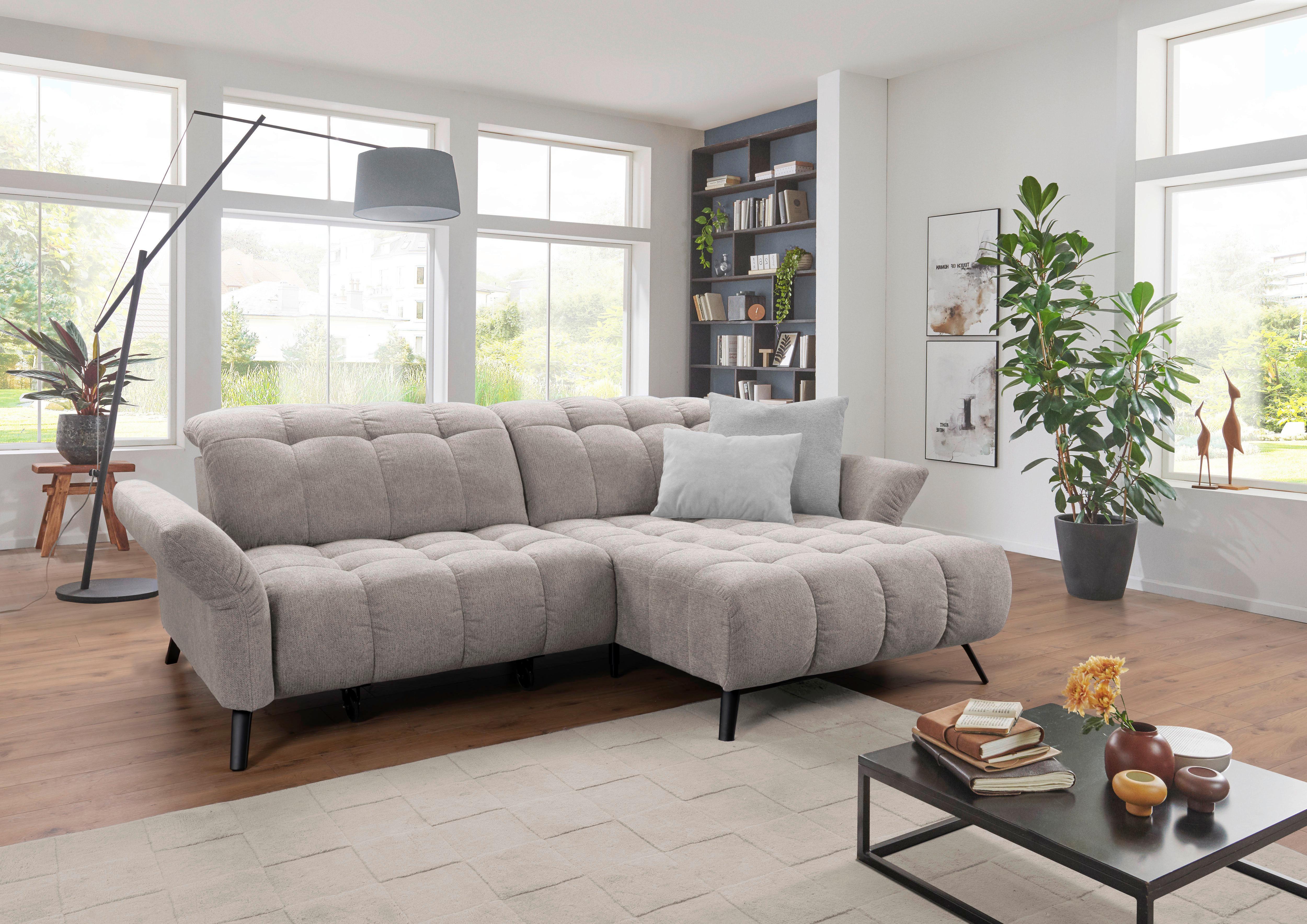 Ecksofa Coast Silberfarben B: 244-270 cm - Silberfarben/Schwarz, KONVENTIONELL, Holzwerkstoff/Textil (244-270/87-104/173cm)