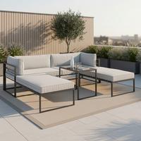 TERASOVÁ SEDACÍ SOUPRAVA MALINA - šedá/černá, Moderní, kov/textil (230/60/70,5cm) - Bessagi Garden