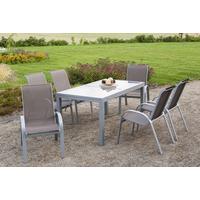 Gartensessel Stapelbar Amalfi Aluminium / Polyester - Taupe/Silberfarben, KONVENTIONELL, Textil/Metall (56/97/76cm) - Gardenson