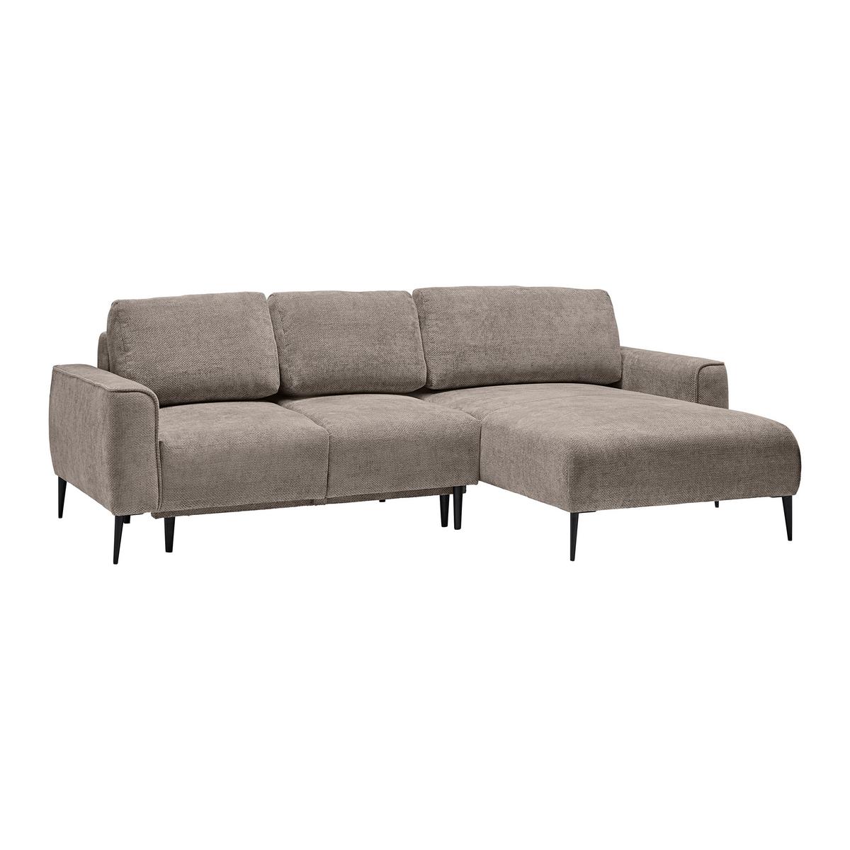 Rohová sedačka CUSTOM, pravá, béžová žinylka - černá/béžová, Moderní, kov/textil (255/164cm) - Mömax