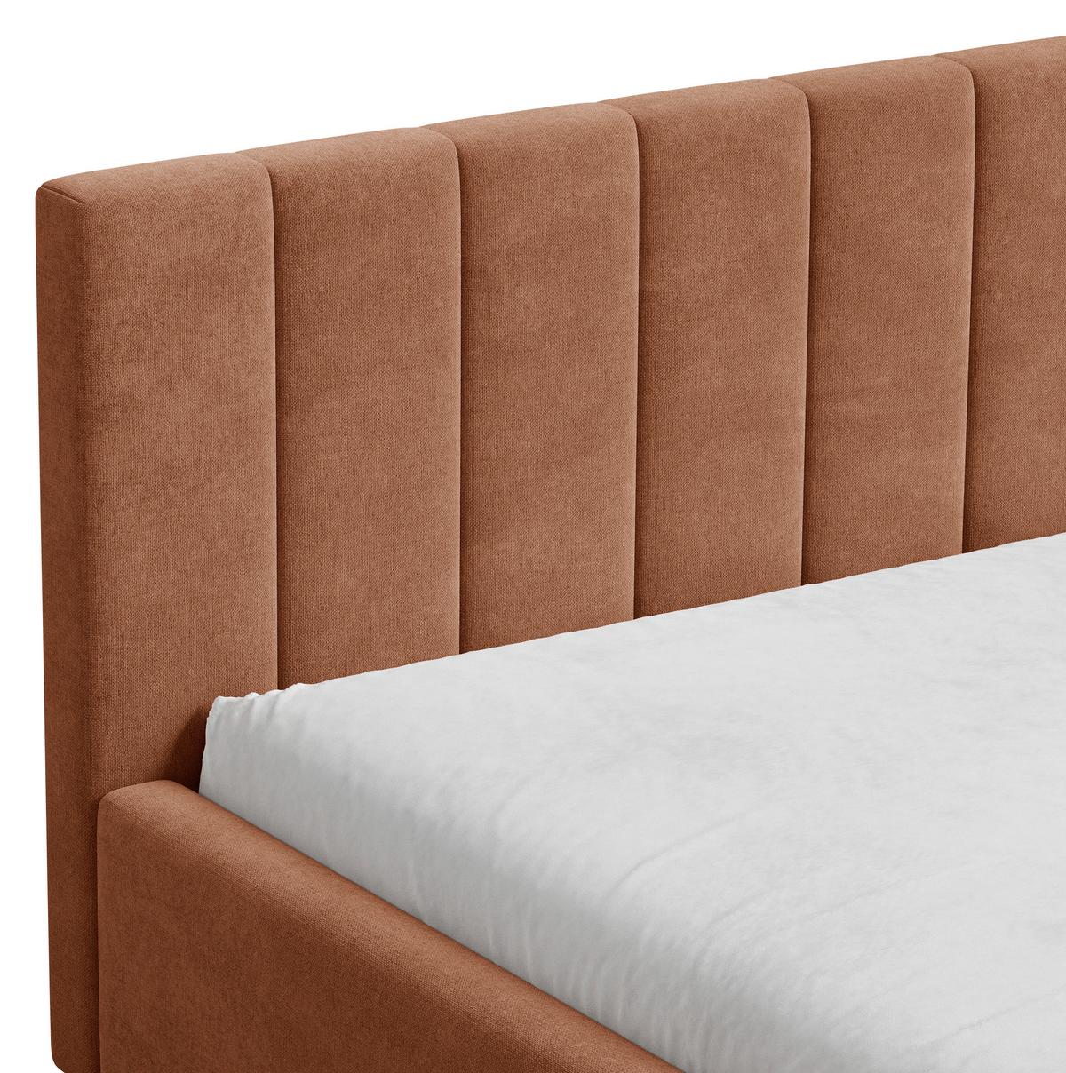 Polsterbett Sky mit Bettkasten 160x200 - Terracotta/Schwarz, MODERN, Holz (160/200cm) - Livetastic
