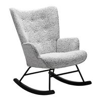 Houpací křeslo ROCK, světle šedé buklé, max. 140 kg - bílá/černá, Moderní, kov/dřevo (66/90/77cm) - Mömax