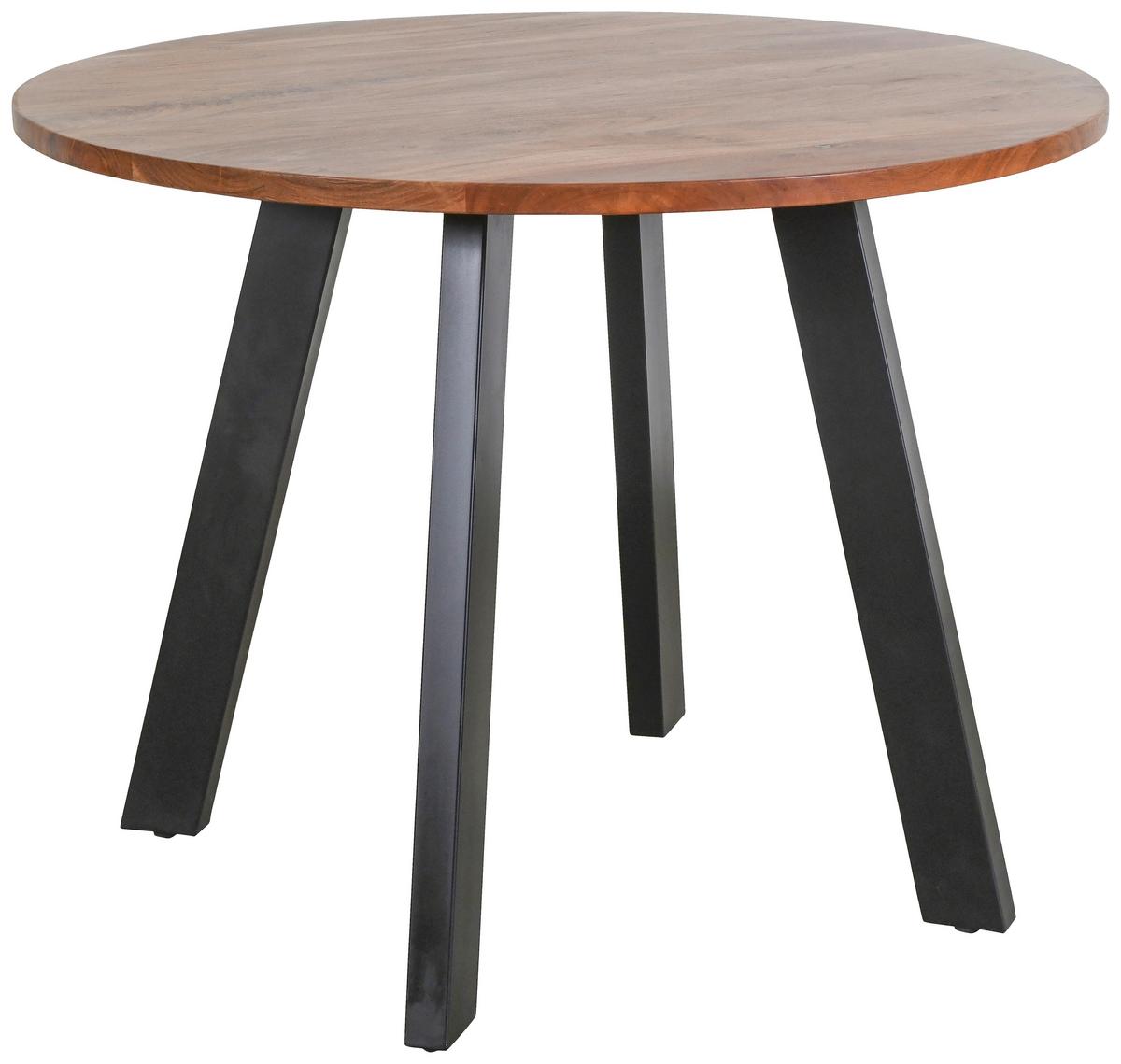 Esstisch Tara Akazie Braun B: 100 cm - Schwarz/Braun, LIFESTYLE, Holz/Metall (100/100/76cm) - MID.YOU
