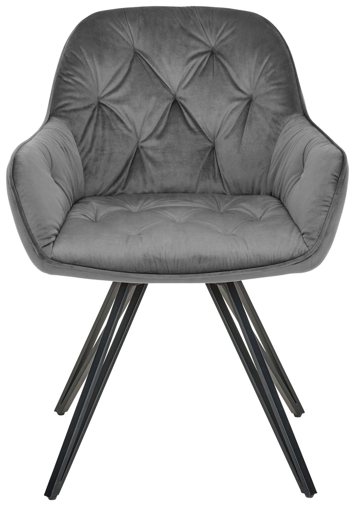 Armlehnstuhl Cardiff - Dunkelgrau/Schwarz, LIFESTYLE, Holz/Textil (61/82/62cm) - Livetastic
