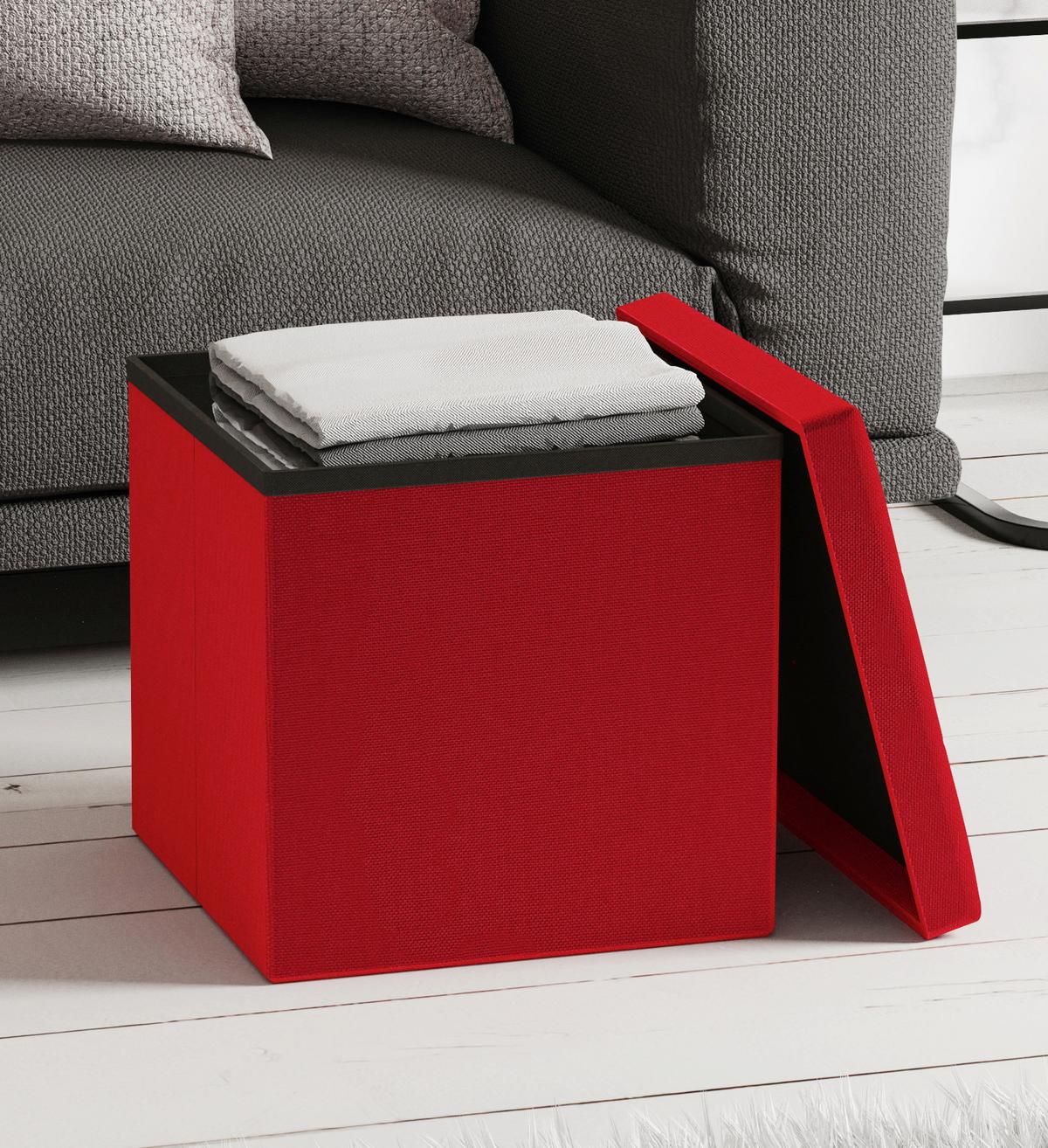 Sitzbox Boxas Rot B: 38 cm - Rot, Basics, Holzwerkstoff/Kunststoff (38/38/38cm) - MID.YOU