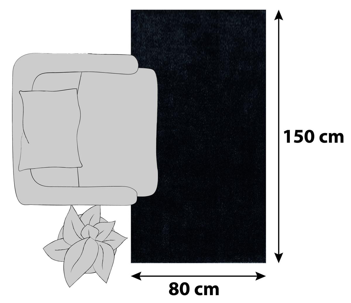 Hochflor Teppich Anthrazit Ata 80x150 cm - Anthrazit, Design, Textil (80/150cm) - Novel