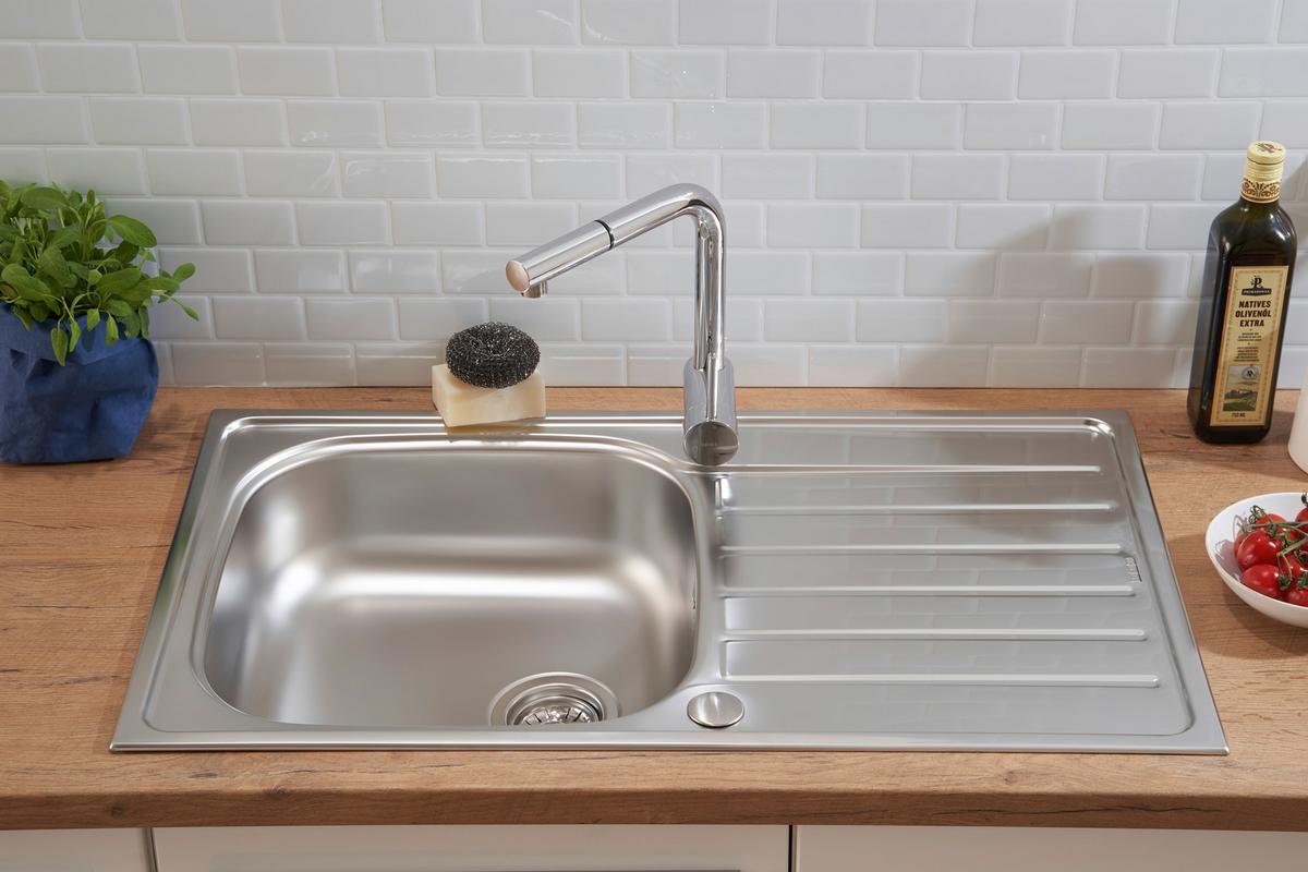 Spüle Respekta Edelstahl Bxt: 86x50 Cm - Edelstahlfarben, Trend, Metall (86/17,5/50cm) - Respekta