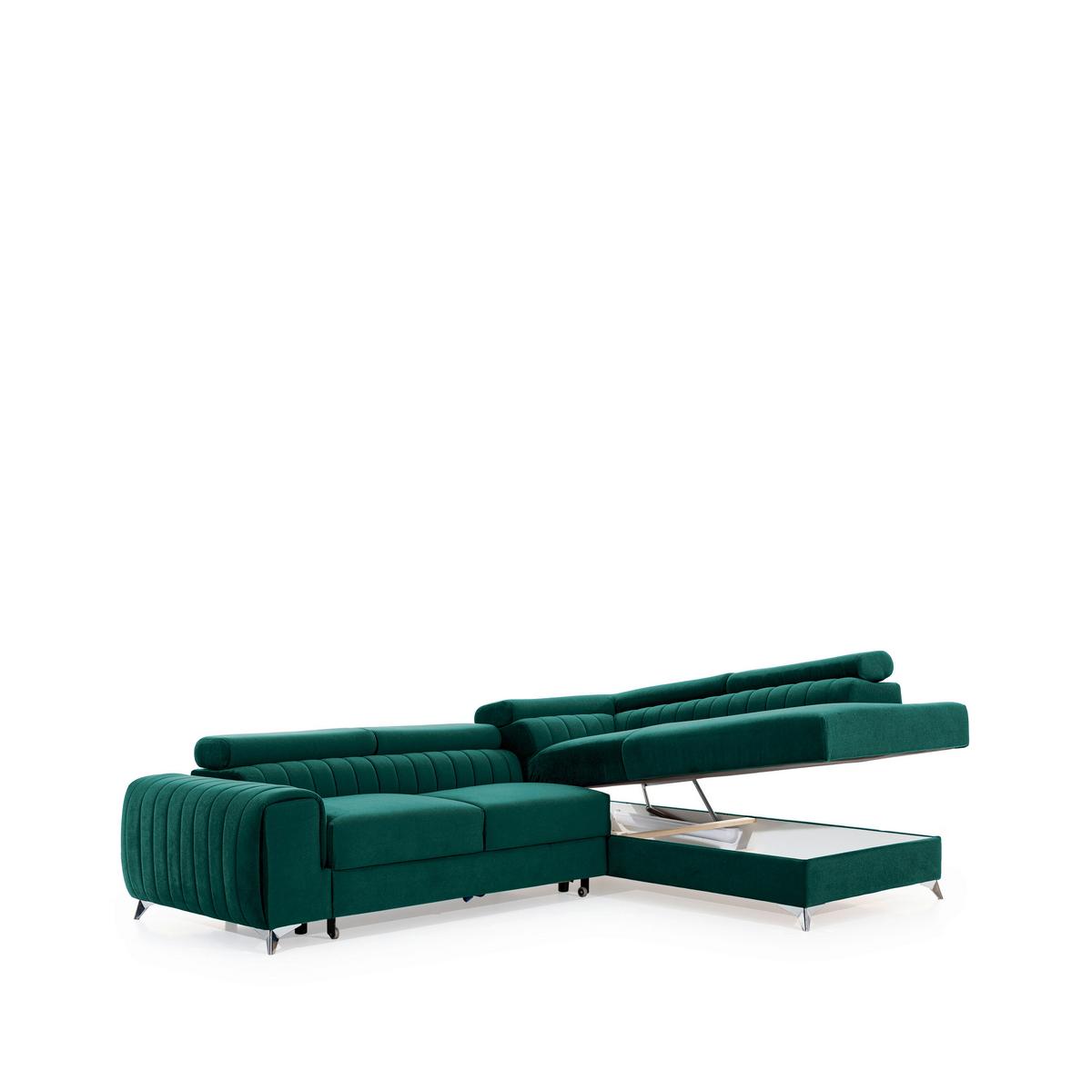 Ecksofa Laurence Grün S: 278x205 cm - Silberfarben/Grün, Design, Textil (278/205cm) - MID.YOU