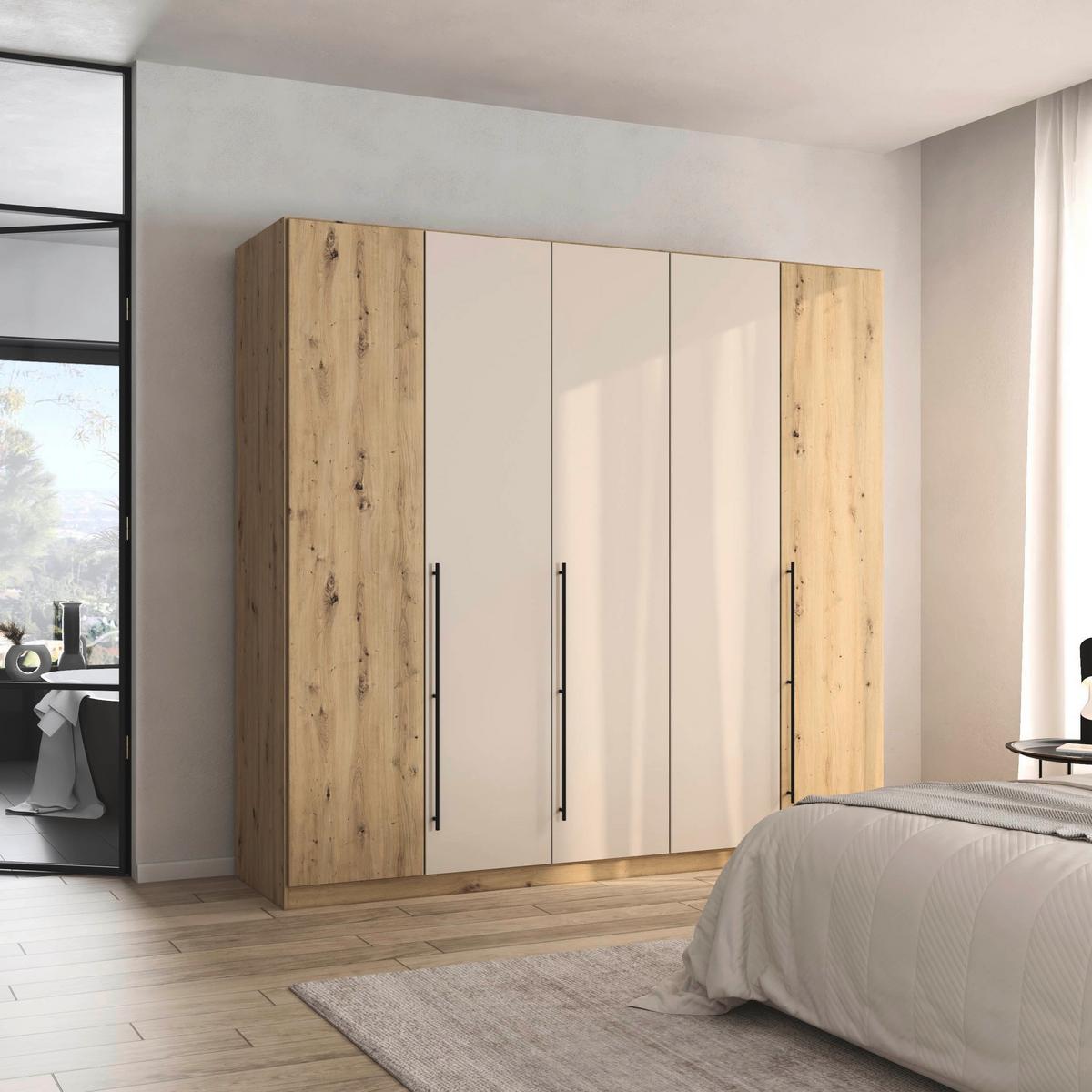 Skriňa s otočnými dverami SAFARI, šírka 226 cm - čierna/sivá, Konventionell, kov/kompozitné drevo (226/229/54cm) - Based