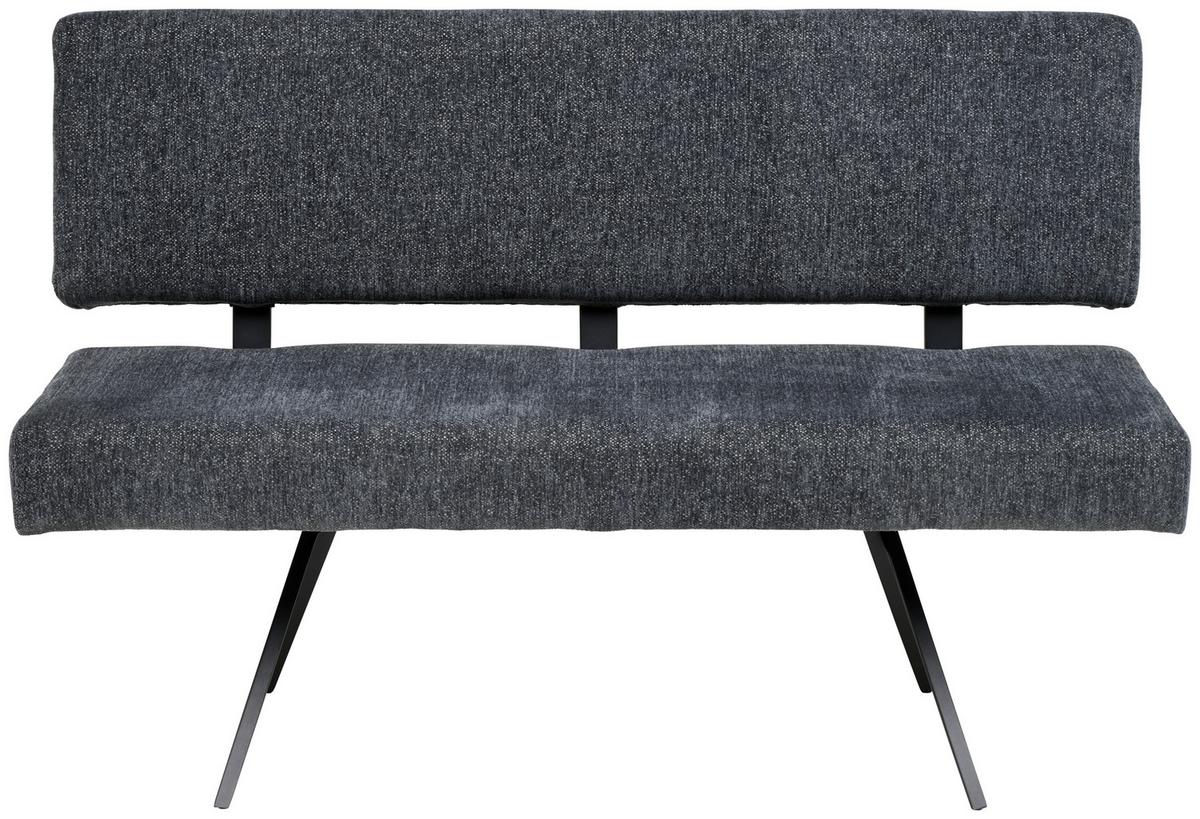 Sitzbank Chios  mit Lehne Leinenoptik Grau, B: 140 cm - Dunkelgrau/Schwarz, KONVENTIONELL, Textil/Metall (140/90/62cm) - MID.YOU
