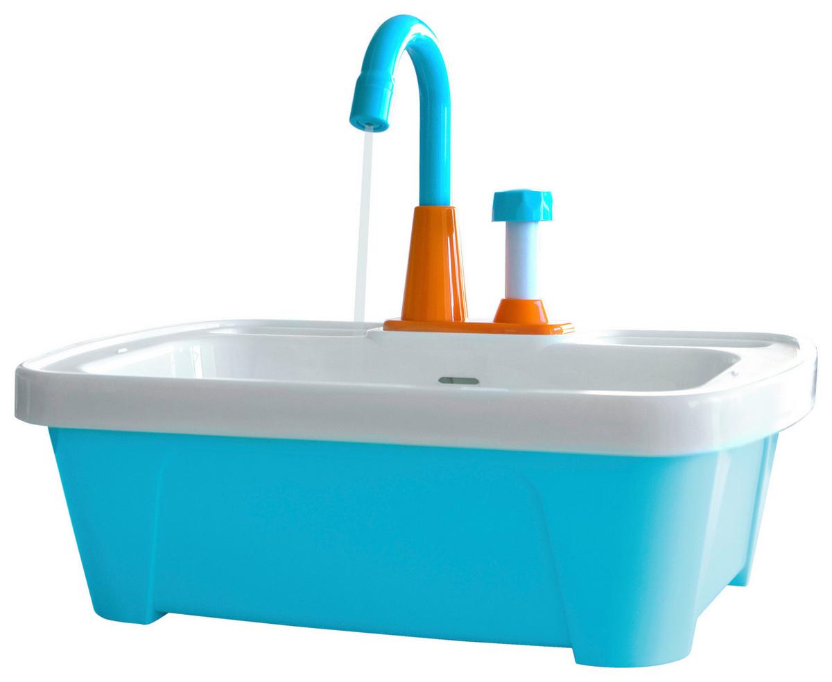 Kinderküchenspüle Mit Zubehör Blau, Weiß, B/h/t: 40x30x26cm - Blau/Weiß, KONVENTIONELL, Kunststoff (40/30/26cm) - Ambia Garden